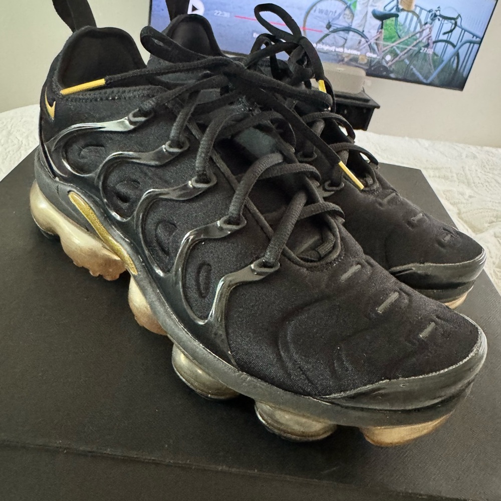 Nike Black and Gold Vapormax Vapor max